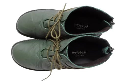 【インコルジェ8308 グリーン】ハイカット靴紐シューズ